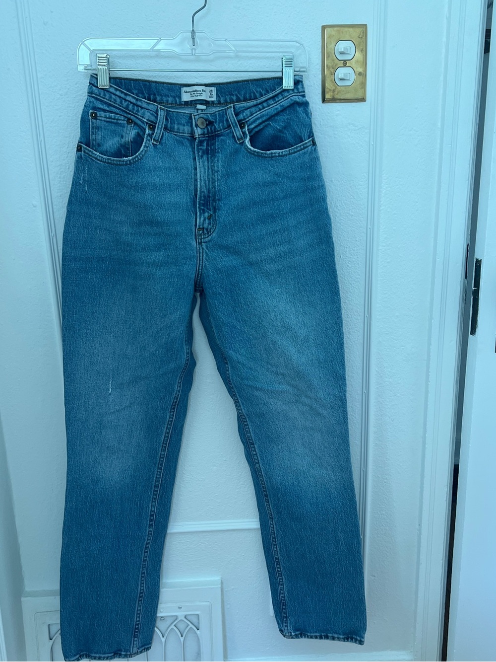 Abercrombie & Fitch Light Blue Ultra High-Rise Straight Jeans